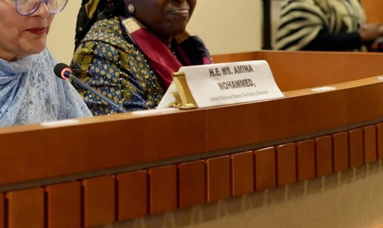 DSG Amina J. Mohammed speaking at a UN-Women event on the sidelines of CSW69 and the Beijing +30 commemorations in New York, USA.